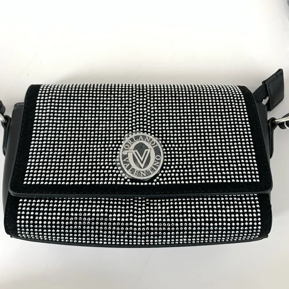 NEW Valentino Orlandi Studded Crossbody Bag MSRP $199 NWT Black Bling Rhinestone